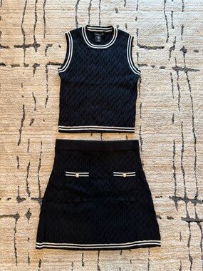 Sincerely Jules Black Knit Top with White Stripe Trim